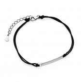 Bratara cu snur negru cu argint DiAmanti Z1672B_B-DIA